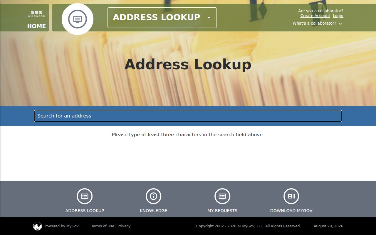 Wildwood residents directory MyGov address activity lookup