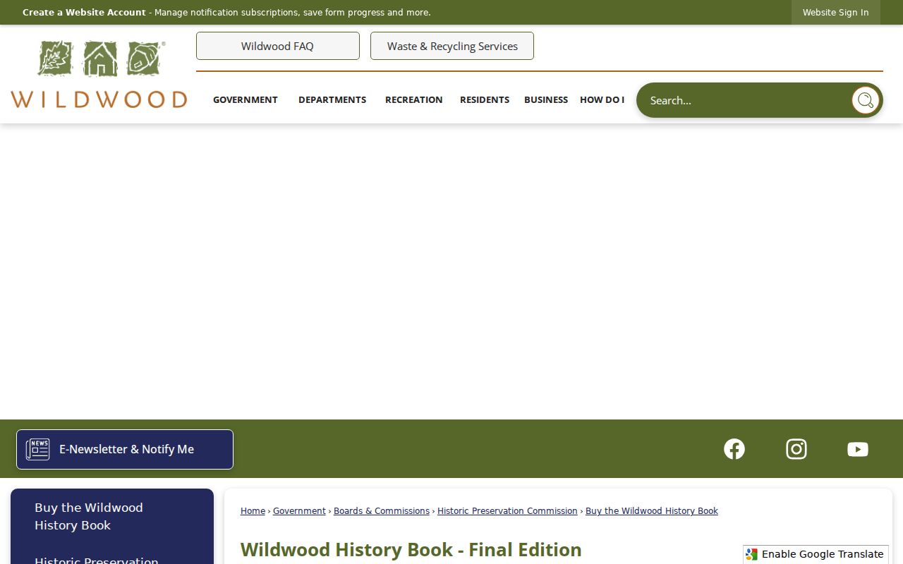Wildwood history book resource for previous residents research